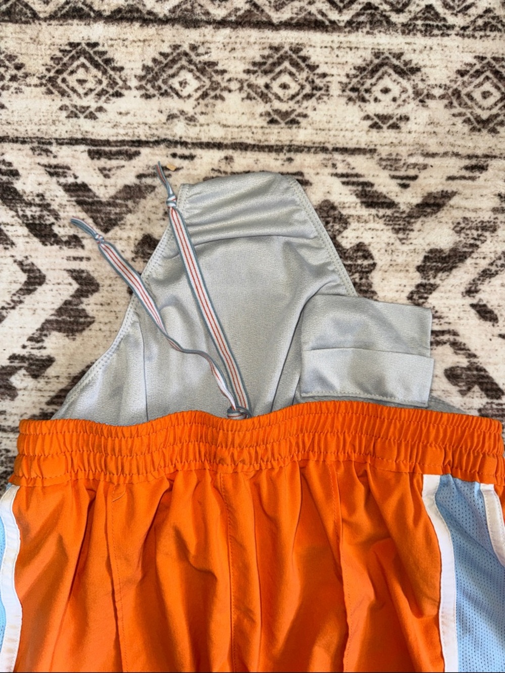 Brooks Orange Athletic Shorts with Light Blue Panels - Picture 4 of 5
